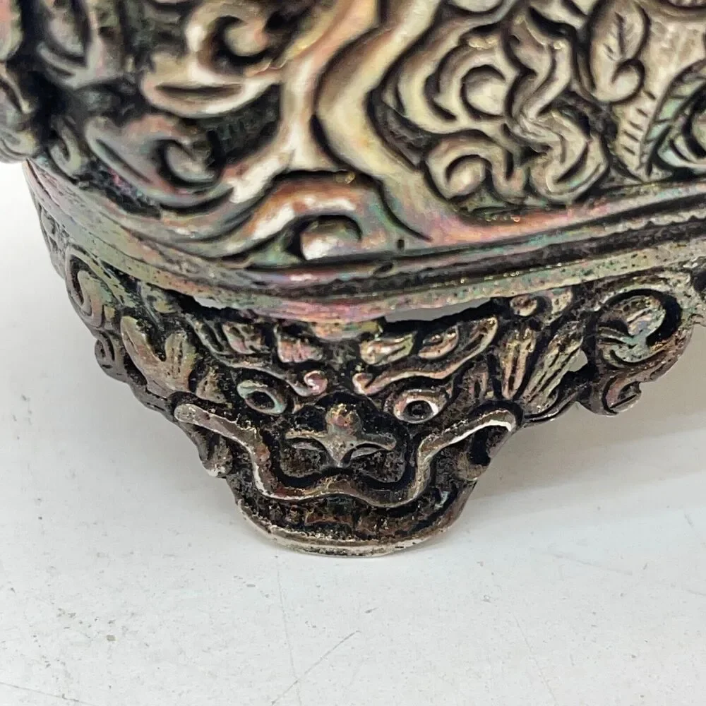 Vintage Silver Plate Incense Holder Trinket Jewelry Box 11